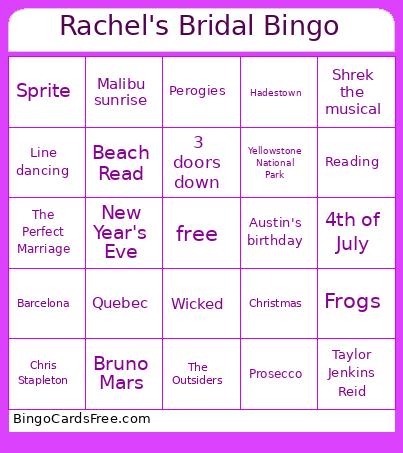 Rachel's Bridal Bingo