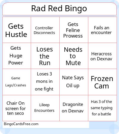 Rad Red Bingo Cards Free Pdf Printable Game, Title: Rad Red Bingo