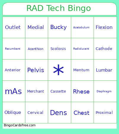 RAD Tech Bingo Card