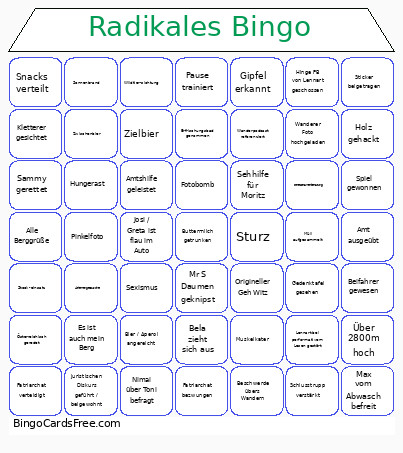 Radikales Bingo Card