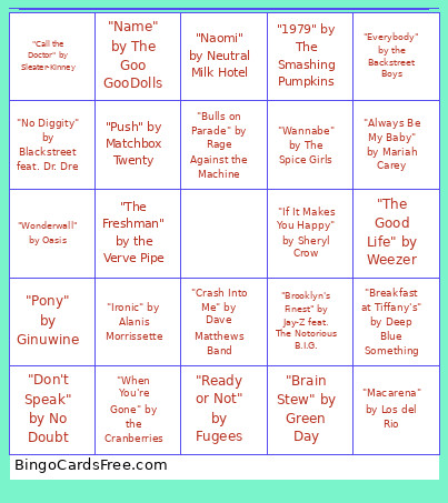 Radio Bingo Card