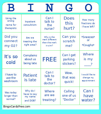 RadOnc Bingo Card
