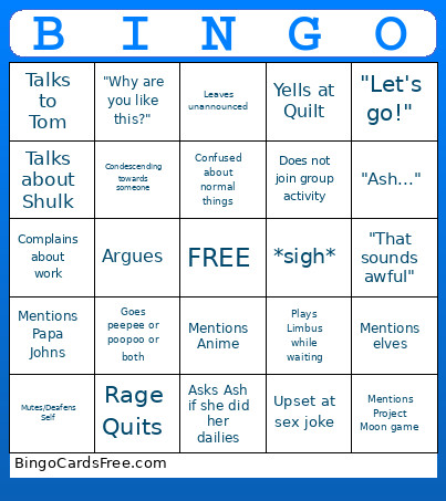 Ragnell Bingo Card