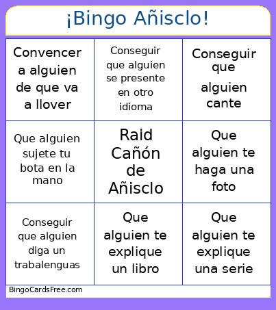 Raid Caón De Añiclo ! Bingo Card