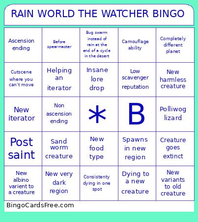 Rain World The Watcher Bingo Card