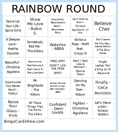 RAINBOW ROUND Bingo Card