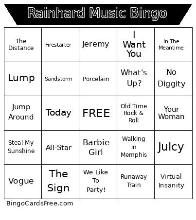 Rainhard Music Bingo