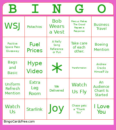 Rally Bingo Card