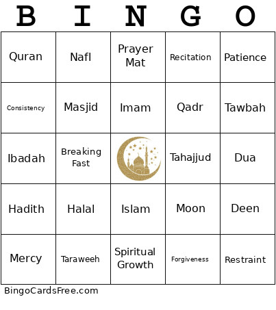 Ramadan Bingo Card
