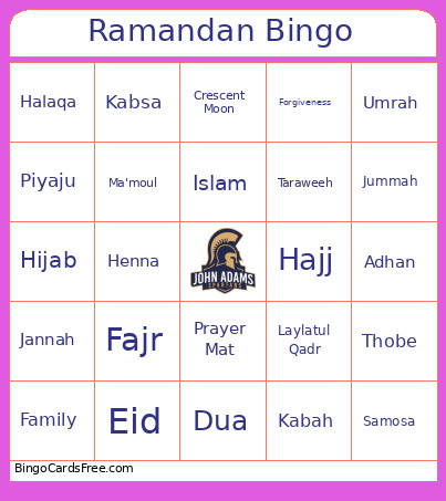 Ramandan Bingo Card