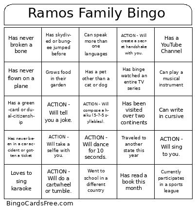 Ramos Family Bingo