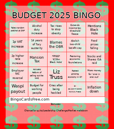Rancid Rachel Bingo Card