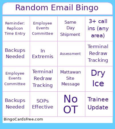 Random Email Bingo Card