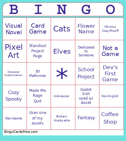 Random Game Bingo Card 2
