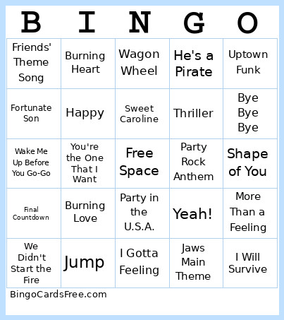 Random Music 2 Bingo Card