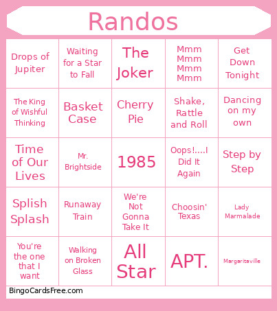 Randos Bingo Card