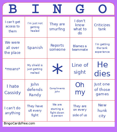Randy Overwatch Bingo Card