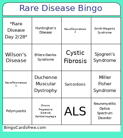 Rare Disease Bingo Card