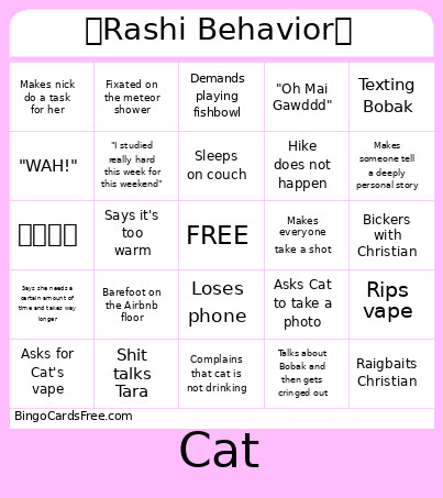 ✨Rashi Behavior✨ Bingo Card