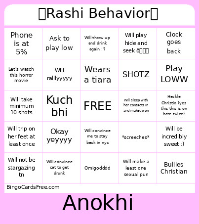✨Rashi Behavior✨ Bingo Card