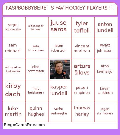 RASPBOBBYBERET'S FAV HOCKEY PLAYERS !! Bingo Card