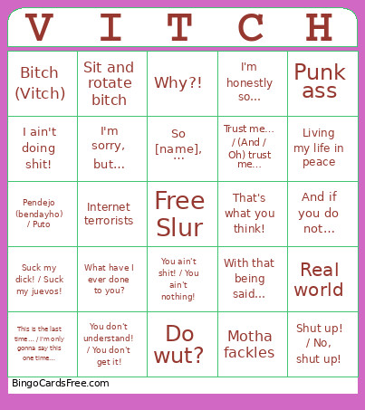 Raxxism Bingo Cards