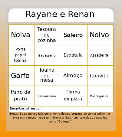 Rayane E Renan Bingo Card