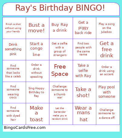 Ray's Birthday ! Bingo Card