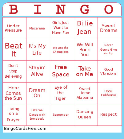 RCL Music 1 Bingo Card
