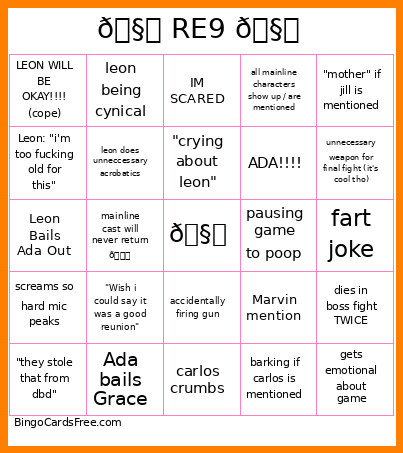 🧟 RE9 🧟 Bingo Card