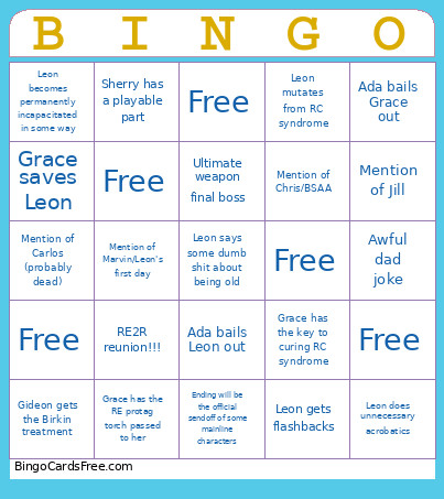 RE9 HEHE Bingo Card