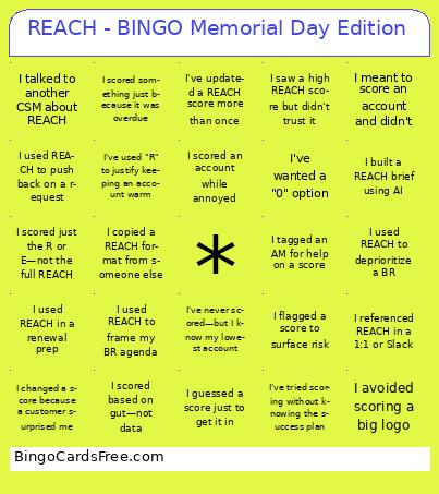 REACH - BINGO Memorial Day Edition