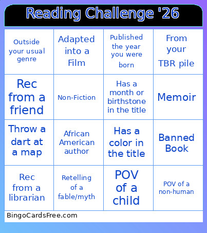 Reading Challenge '26 Bingo Card