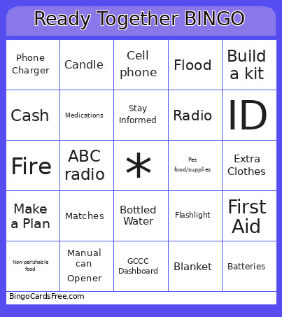 Ready Together Lunch Bingo Card