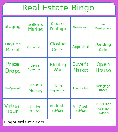 Real Estate Bingo Card