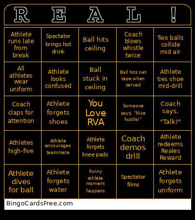 Real Volleyball Academy Bingo Card