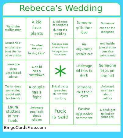Rebecca's Wedding Bingo