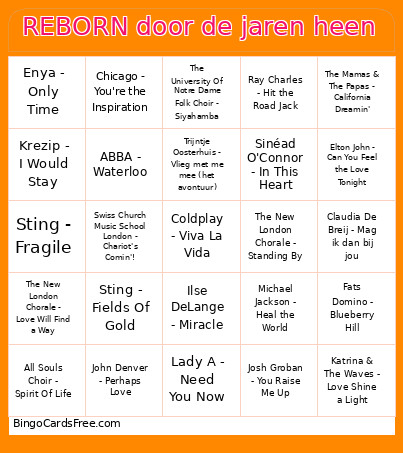 REBORN Door De Jaren Heen Bingo Card