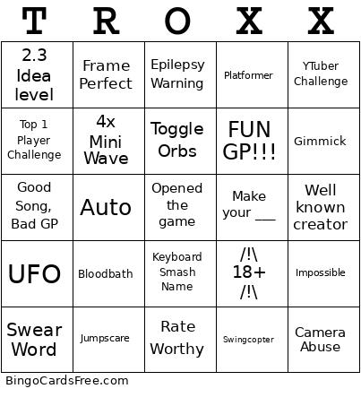 Recent Tab Bingo Card