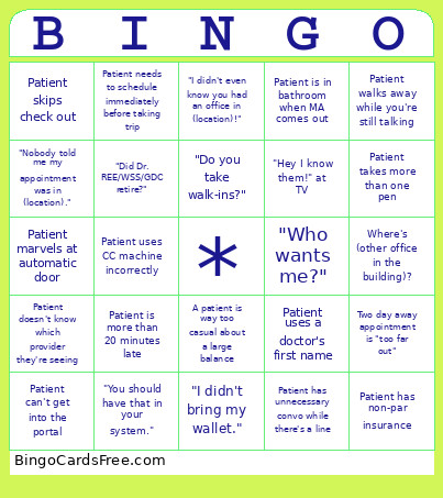 Reception Bingo Card 2