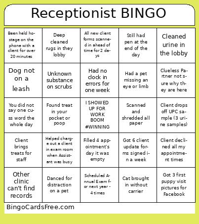 Receptionist BINGO