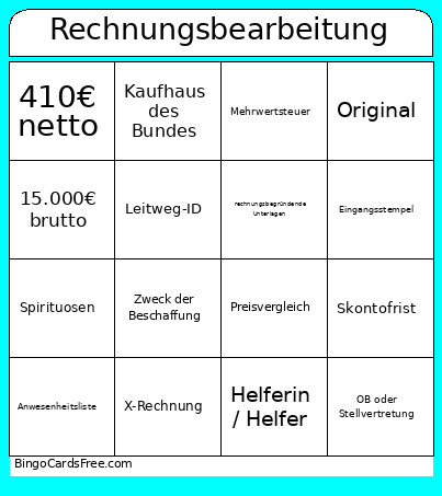 Rechnungsbearbeitung Bingo Card