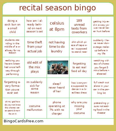 recital season bingo