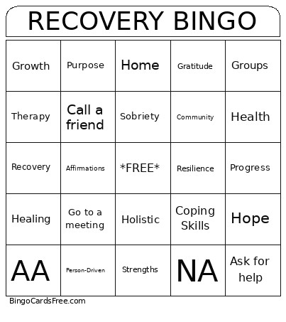 Recovery Bingo Card