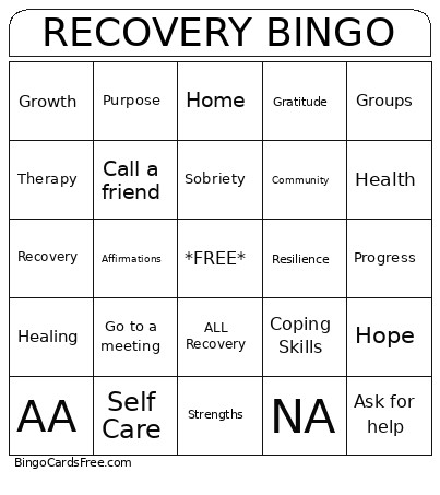 RECOVERY Bingo Card