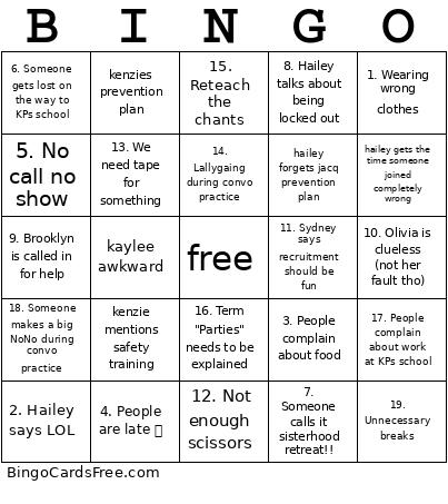 recruitment retreat 2 Bingo