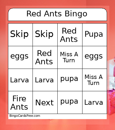 Red Ants Bingo Card