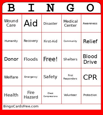 Red Cross Bingo Card