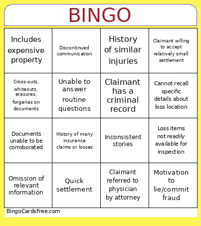 Red Flags Bingo Card