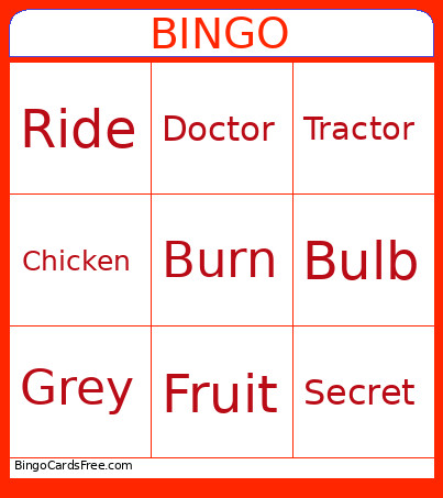 Red Masquerade Bingo Card